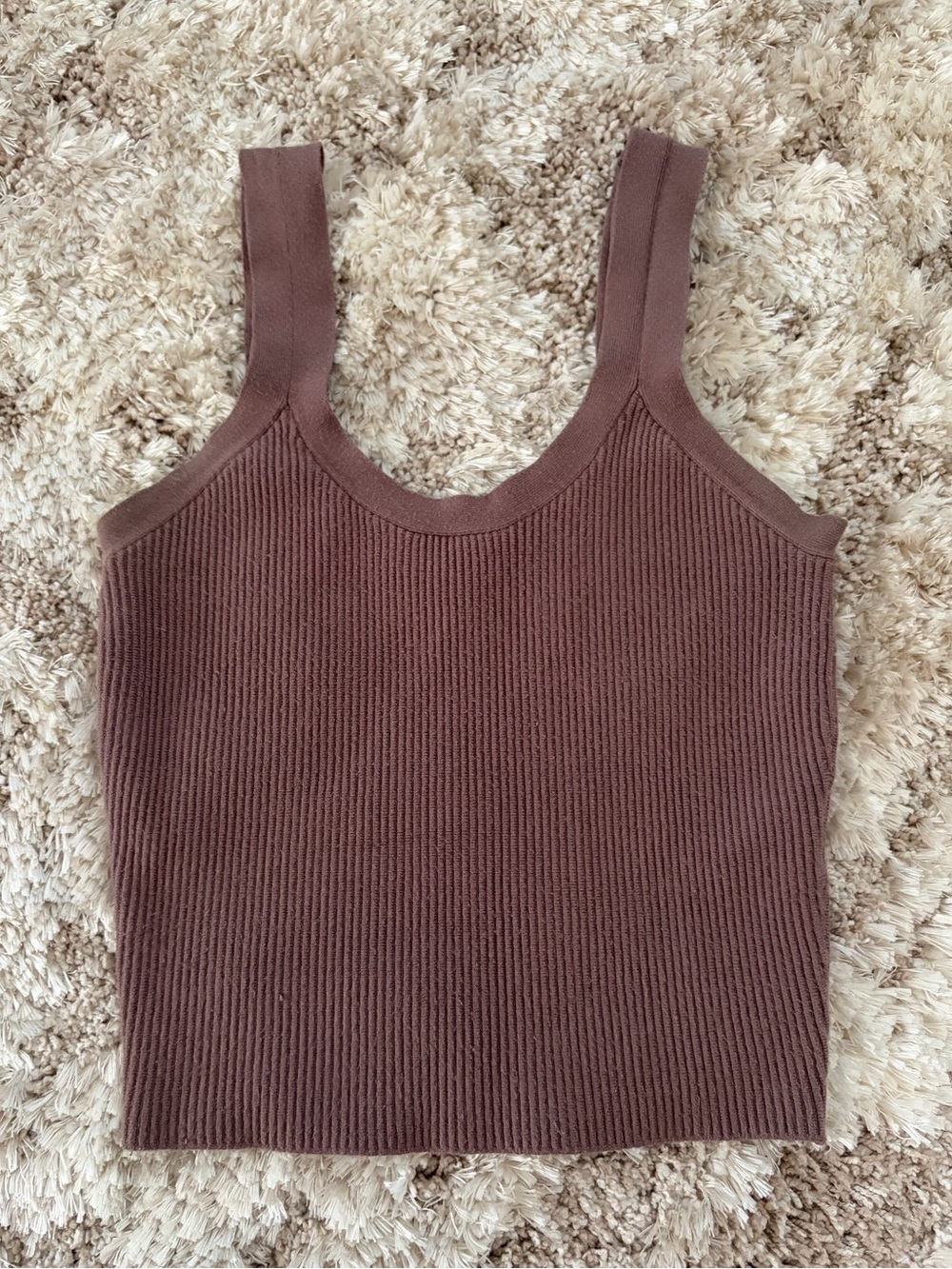 Abercrombie & Fitch Ribbed Square-Neck Tank Brown Size XS